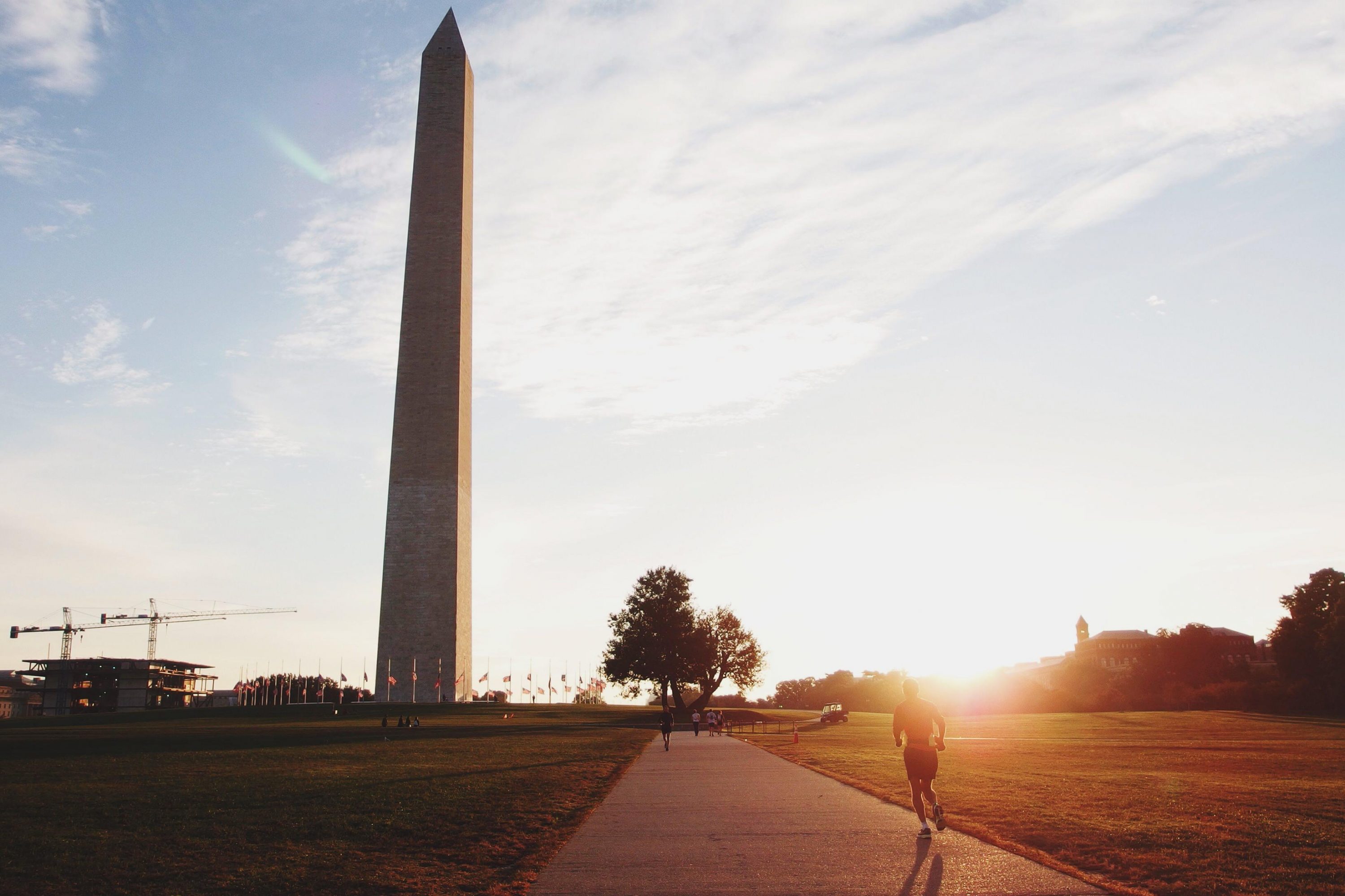 Washington DC monument morning sun