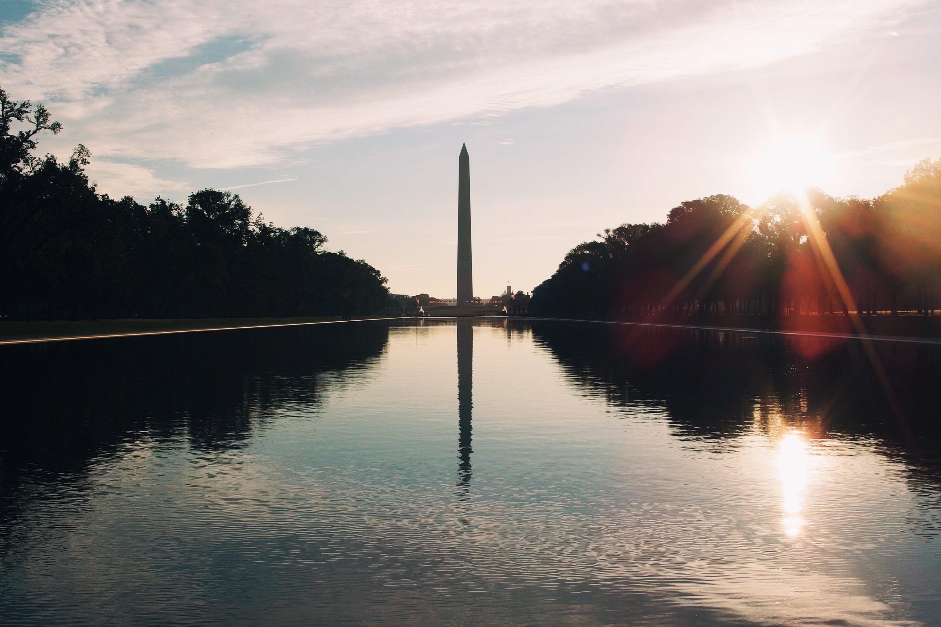 Washington DC reflecting pool morning
